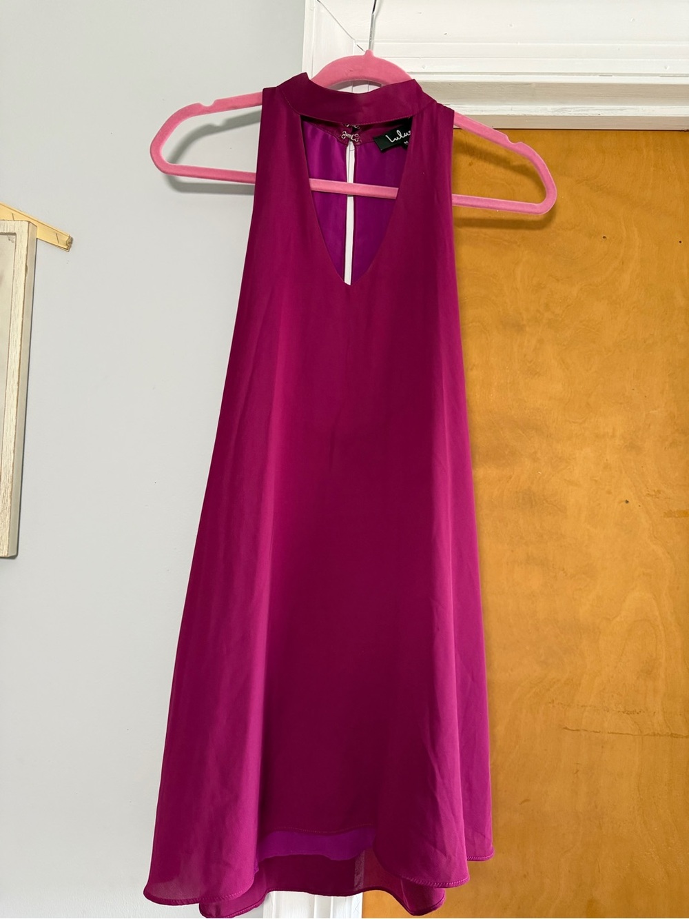 Lulu's Magenta Halter Swing Mini Dress